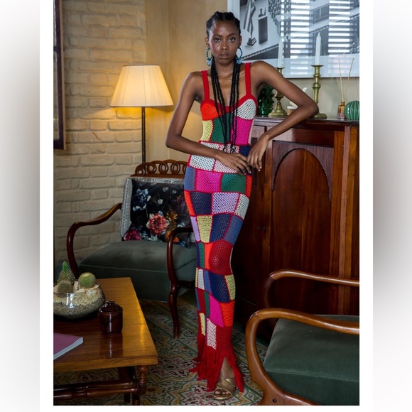 XS, NWT, Carolina K, Vera Crochet Dress, multicolor, Maxi length, 100% Cotton - Picture 2 of 15